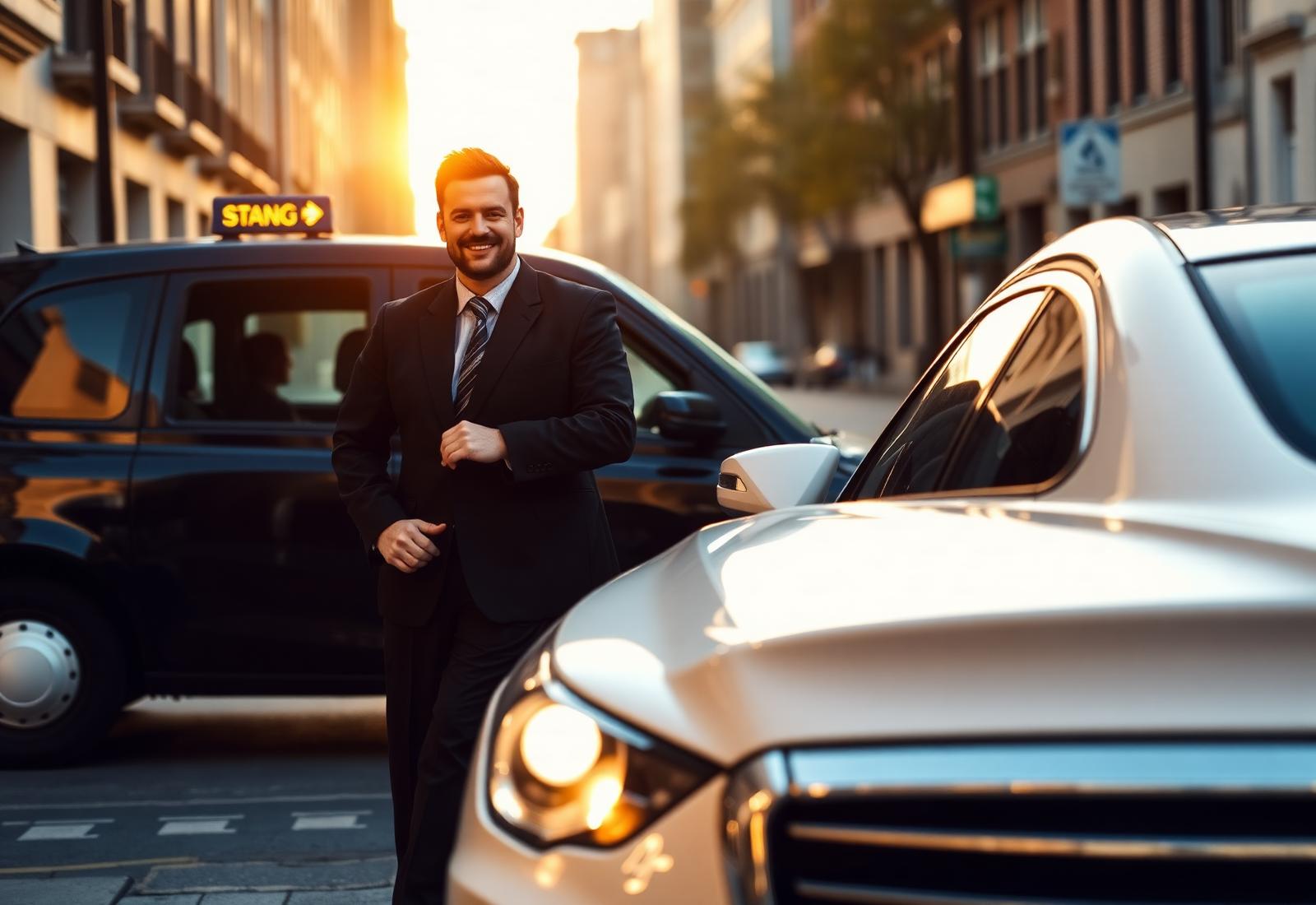 iGo driver next to a private hire car in a UK city